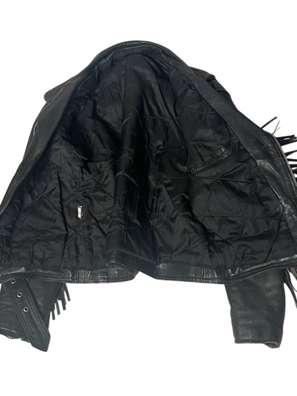 Vintage Western Leather Fringe Biker Jacket Size 42 Fits Size Small - Medium - Picture 7 of 12